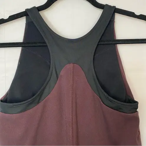 Athleta  Whirlwind Racerback Tank Dress Maroon Burgundy Built in Bra Small 138800