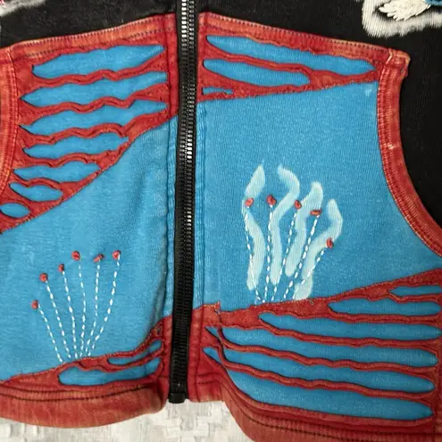 Rising International Hoodie Jacket Nepal Women Cotton Hippie Flower Patch Sz XL