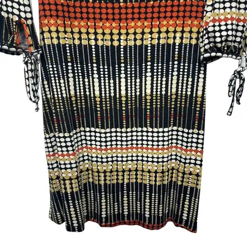 Costa Blanca Bohemian Multicolor Long Sleeve Pullover Scoop Neck Women's Dress S Tan