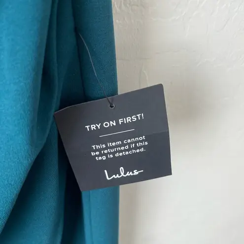 NWT Lulus Emerald Halter Bodycon Tulip Midi Dress medium Blue