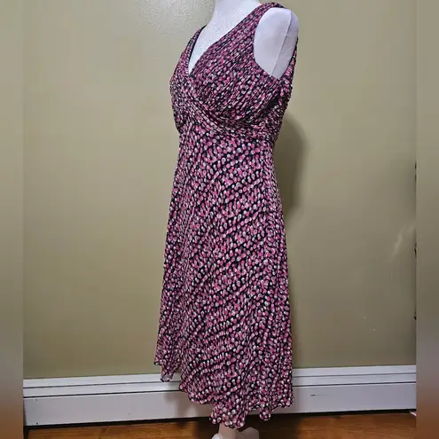 Jones Wear  Pink/Brown Polka Dot Sleeveless Dress Size 10