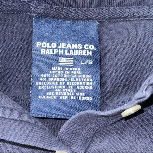 Ralph Lauren Polo Jeans Co Women’s Size L Navy Blue Short Sleeve Polo Shirt Size L