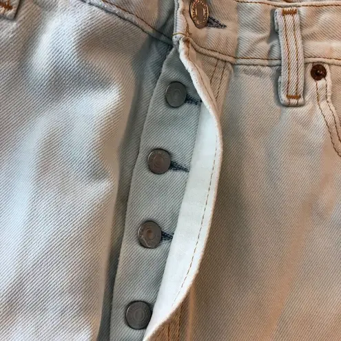 RE/DONE Levis Womens The Short Cotton High Rise Light Wash Button Fly Fringe 31