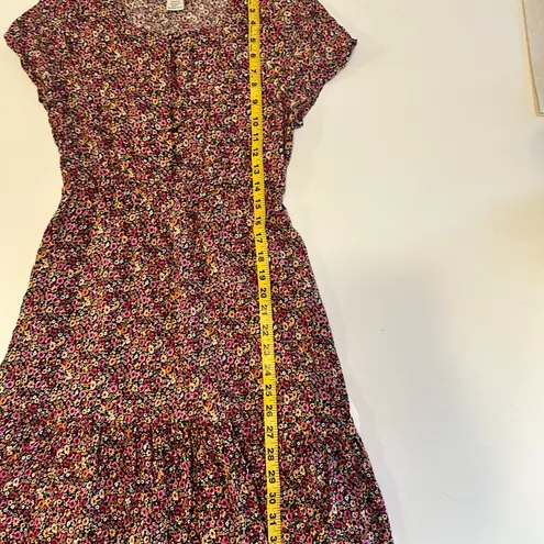 Dress Womens Small Blue Floral Wrap Tie Belt Short Flutter Sleeves Size‎ L Pink Size L