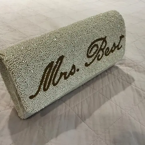 PRETTY ROBES Custom Hand Beaded Clutch Bridal Wedding Bride Bag White Size OS