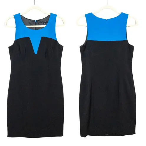 JAY GODFREY Blue Black Colorblock Sleeveless Silk Mini Dress Lined Women's 8