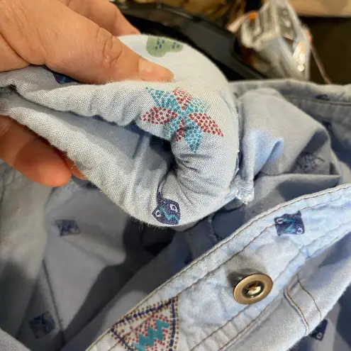 80s Plain Jane by Sweet Baby Jane Western Feather Print Romper Skort Size 13/14 Blue Size M