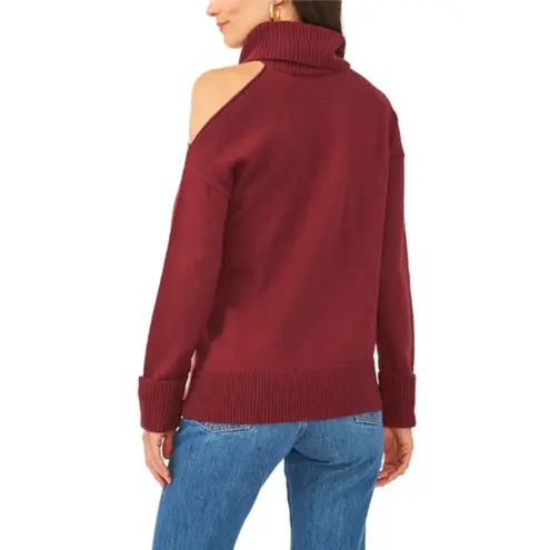 1. State  Cold Shoulder Cuffed Turtleneck Sweater Windsor Wine Small NEW
