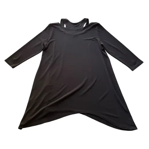 Clara Sun Woo Cut Out Tunic Dress Black Size Small 3/4 sleeves stretch NWOT