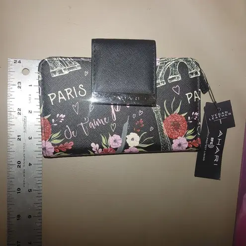 Tahari Vegan Leather Paris Floral Print Wallet With Snap Closure & Card Slots