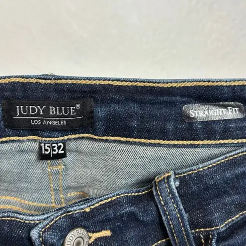 Judy Blue Distressed Straight Fit Dark Wash Jeans Size 15/32