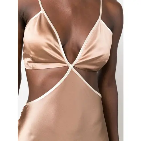 Reformation  Poppies Silk Cut-out Maxi Dress‎ Croissant Neutral Size 4