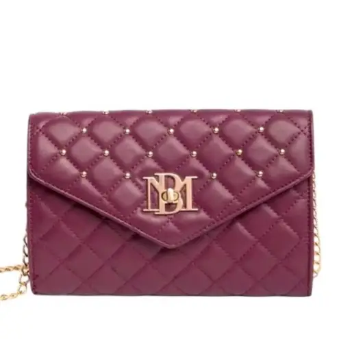 Badgley Mischka NWT convertible Crossbody Purse Bag w/Diamond Quilting; Plum