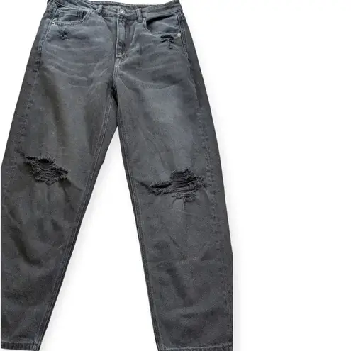 American Eagle Mom Straight Leg Denim Jeans Gray Distressed 6 Short