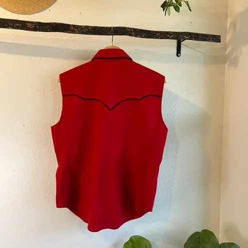 Scully Vintage Western Red Cotton Stitched Pearl Snap Button Shirt Size Medium