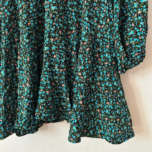 Princess Polly  long sleeve dress floral blue green v neck size US 6 new no tags