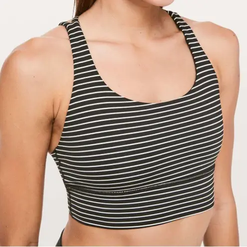 Lululemon Energy Bra Long Line in Mod Stripe Black & White Size 4