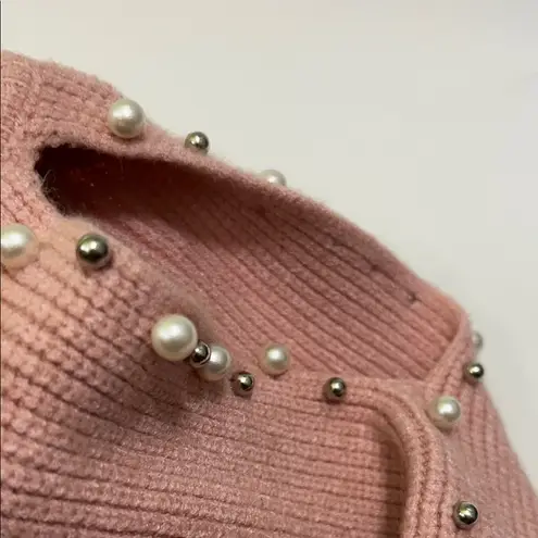 Commonwealth Pink Sweater with Pearl Accents Size L