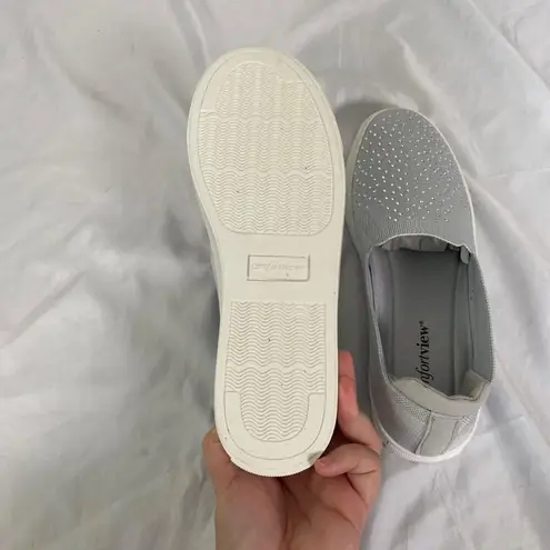 Comfortview Cute Rhinestone Coquette Gray Silver Pull On Slip On Sneaker US 9 Comfort View