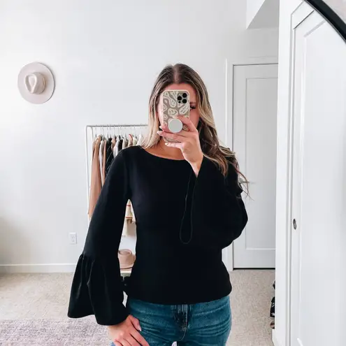 Tibi Black Bell Sleeve Top