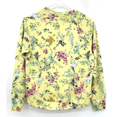 Elie Tahari  Size XS Long-Sleeve Crewneck Pullover Yellow Pink Blue Floral Print‎