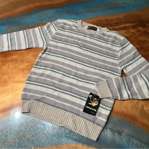 Vintage Jersild Viking Knits Wool blend striped crewneck sweater Made in USA Gray Size M