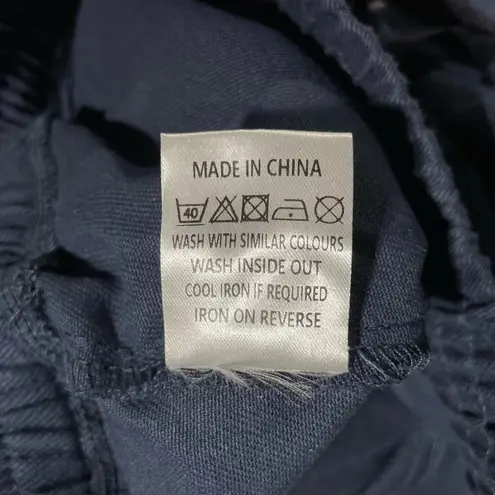 Area Stars New Drawstring Waist Raw Hem Cropped Pants Ali Navy Blue Size Small