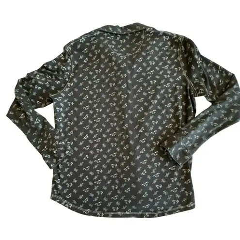 Sundance Black Long Sleeve Button-Up Shirt Horse Print Size Large Equestrian