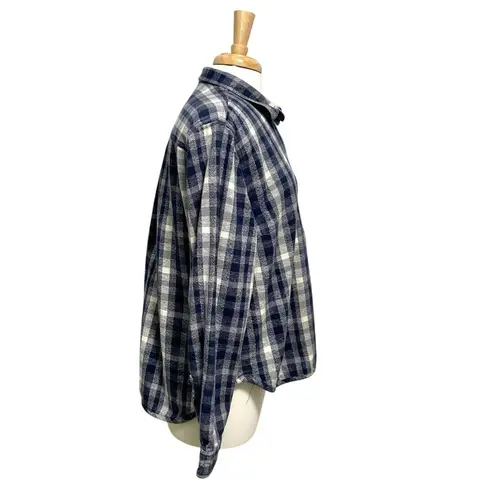 Toad & Co Plaid Flannel Popover 1/4 Zip Sweatshirt Sweater Cotton Blue size XL