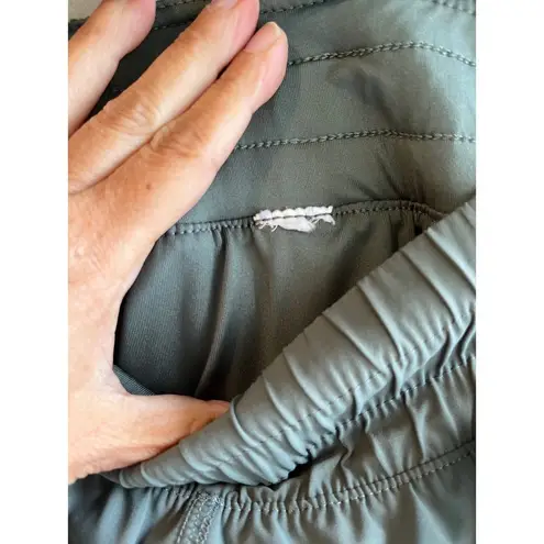 None Athletic Running Shorts Elastic Waist Activewear Olive Green Sportswear