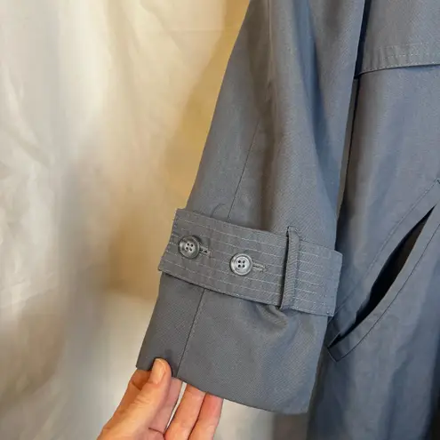 Trench Coat Lightweight Classic Double Breasted Casual Chic Classic Size 6P Blue