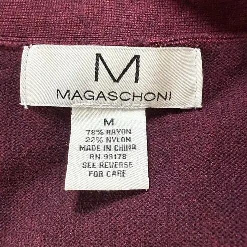 Magaschoni Cardigan M Stretch Knit Open Front Long Line Sweater Jacket Pockets