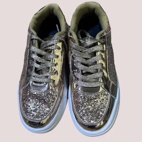 NWT Shiny Gold Glittery Low Top Sneakers