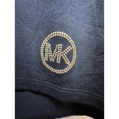 Michael Kors BLACK Ribbed Gold Stud Crew Neck Sweater Size SMALL NWT Brown