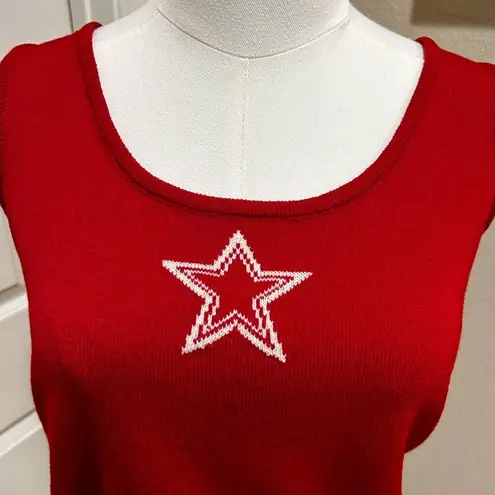 St. John Collection by Marie Red Santana Knit Star Tank Top Crop Sz P