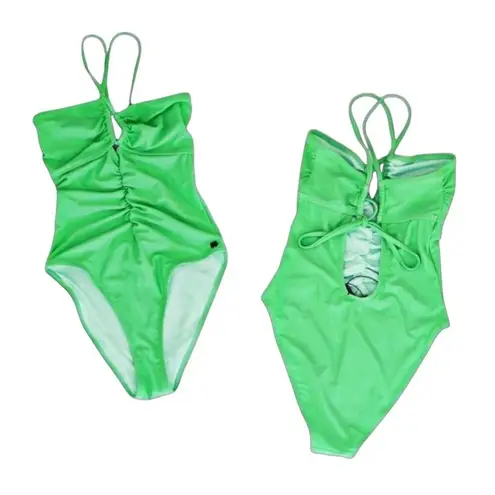 Scotch & Soda One Pcs Swimsuit Sz S Halter Ruched Feminine Preppy Cottage NWT