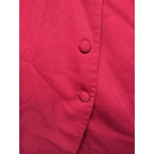 Style Works Women’s Size 14 Red Long Button Front Embroidered Dress Coat Jacket