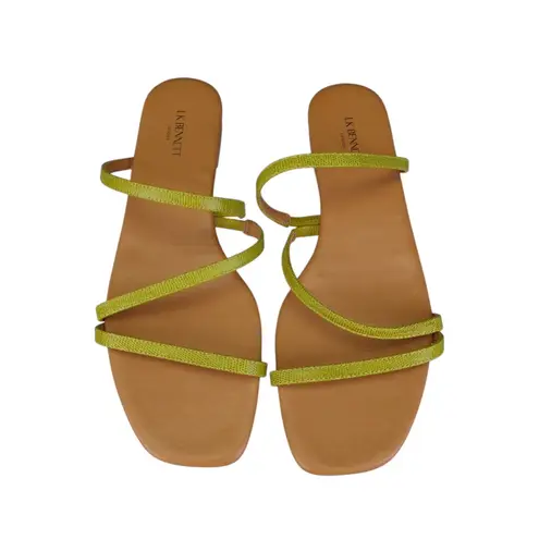 LK Bennett Revelle Lime London Sandals 41 US 10 Strappy Green Leather Flats Shoe