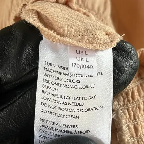 Maeve Anthropologie Kristie Sequined Peasant Blouse Beige Tan Size L