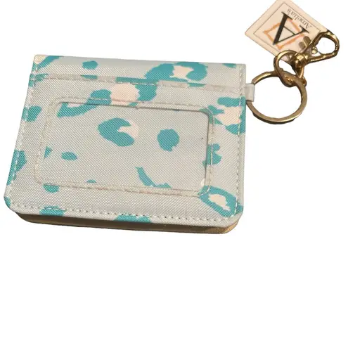 Mary square leopard pint key chain wallet card case NWT Blue