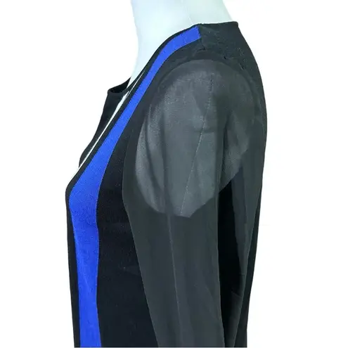 Ming Wang Toula Blue White Graphic Knit Shirt Sz XX Small