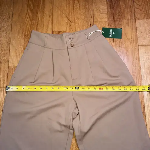 Halara Flex High Waisted Zipper Pocket Shirred Straight Work Pants Beige S NWT
