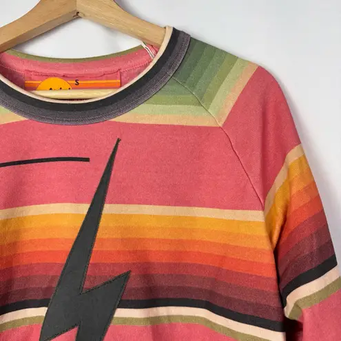 Aviator Nation Serape Bolt Rainbow Stripe Cropped Sweatshirt S