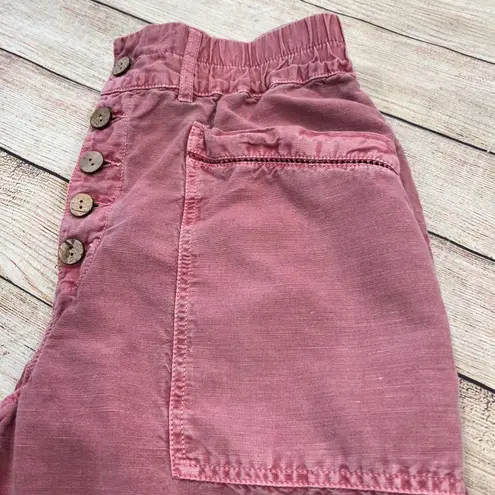 Sundance Linen Cotton Blend Pink Jogger Pants Elastic Waist Cropped Size 6