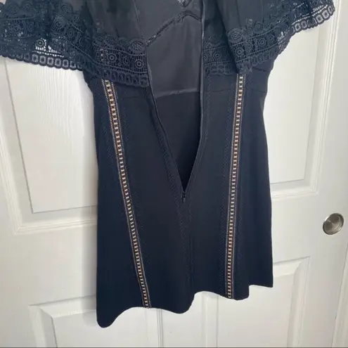 Self Portrait Self-Portrait Black Chiffon Cape Overlay Cady Mini Dress Size 4