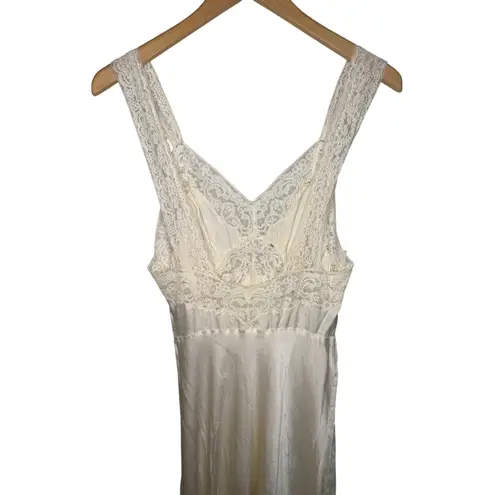 Vintage Fischer Pure Silk Lace Nightgown Slip Dress S/M? Ivory Lingerie Bridal White Size M