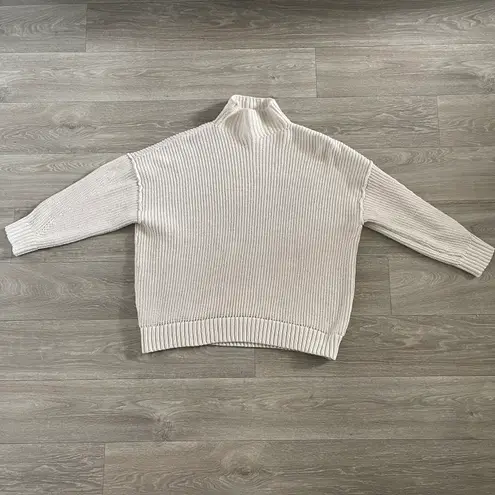 Aerie oversized cream cowl neck knit sweater - large