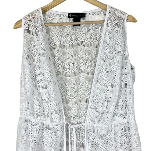 Fashion to figure Swimsuit Coverup Womens 0X White Boho Floral Lace Tropical