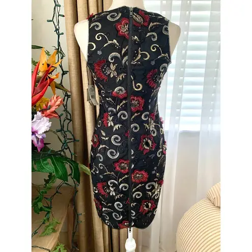 Aidan Mattox 3D Embroidered Sleeveless Mini Cocktail Dress in Wine Multi