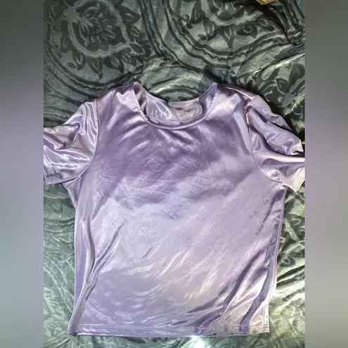 90’s Style Faux Silk Purple Shirt Large